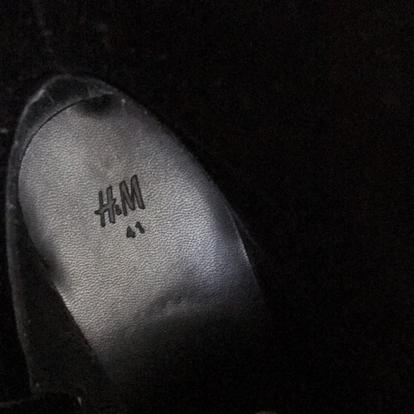 H&M Sz 41 combat boots white vegan leather black chunky sole black lace side zip - Picture 6 of 8